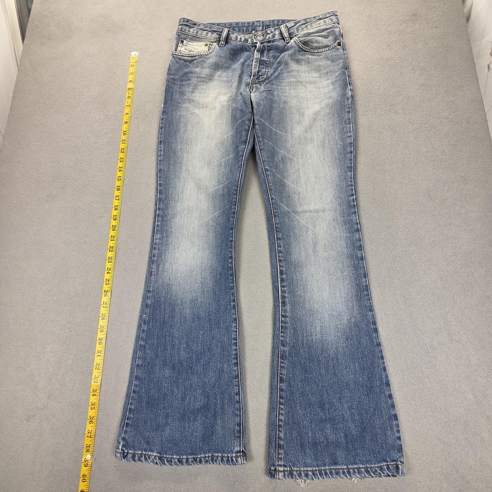 Diesel Jeans Womens 32x32 Light Wash Mid Rise Bootcut Distressed Made Italy